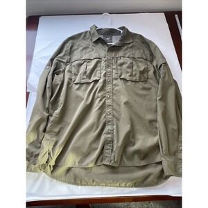 REI‎ Mens Green 100% Nylon Long Sleeve w/ Pockets Collared Button-Up Shirt XL?